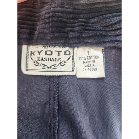 Kyoto Kasuals NWT VTG Navy Blue Corduroy High Waisted Pleated Shorts Womens Sz 7 - Picture 5 of 6